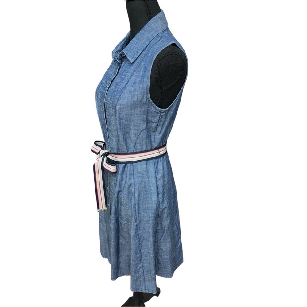 Tommy Hilfiger Denim Blue Sleeveless Dress with Belt - Picture 6 of 10